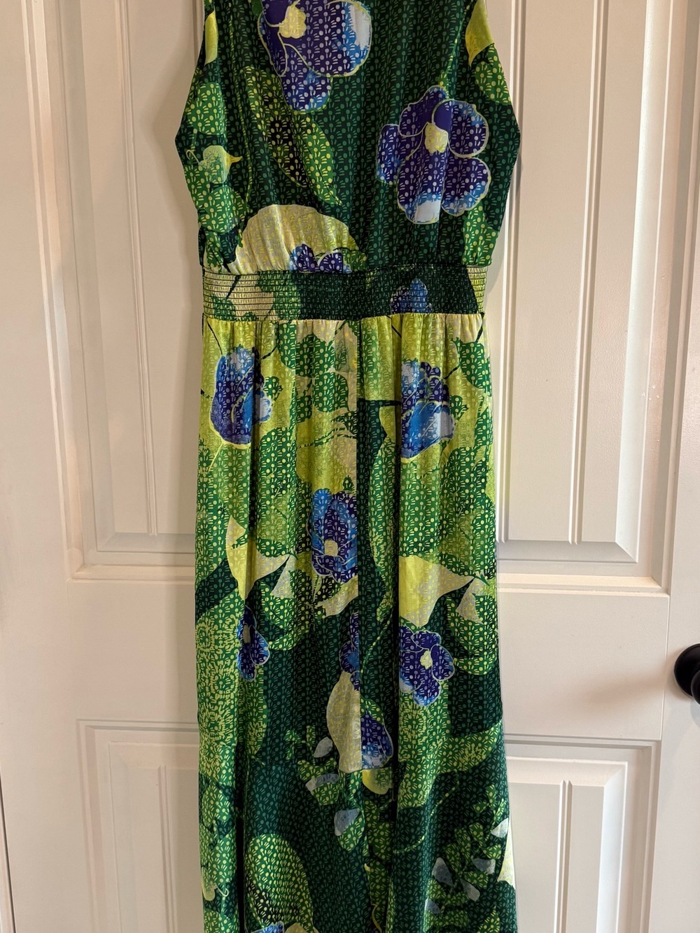 WHBM Floral Midi Dress with Blue Accents